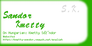 sandor kmetty business card